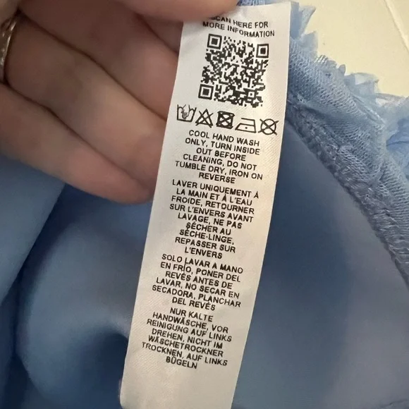 ASOS LUXE 3D Lace Ruffle Bardot Mini Dress in Blue - Picture 10 of 10